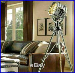 Vintage Industrial Designer Chrome Nautical Spot Light Tripod