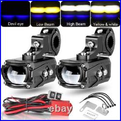 100W 10000LM LED Motorcycle Driving Auxiliary Spot Light Fog Lamp White+Amber