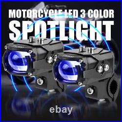 100W 10000LM LED Motorcycle Driving Auxiliary Spot Light Fog Lamp White+Amber