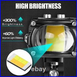 100W 10000LM LED Motorcycle Driving Auxiliary Spot Light Fog Lamp White+Amber