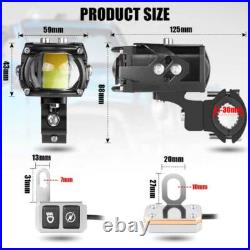 100W 10000LM LED Motorcycle Driving Auxiliary Spot Light Fog Lamp White+Amber