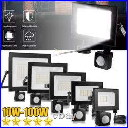 10-100W PIR LED Floodlight Spot Light Security Flood Lights Outdoor Garden Lamp