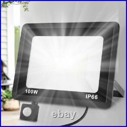 10-100W PIR LED Floodlight Spot Light Security Flood Lights Outdoor Garden Lamp