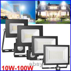 10-100W PIR LED Floodlight Spot Light Security Flood Lights Outdoor Garden Lamp