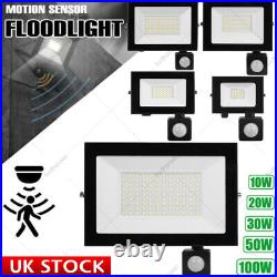 10-100W PIR LED Floodlight Spot Light Security Flood Lights Outdoor Garden Lamp