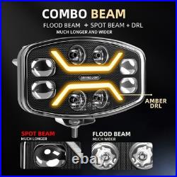 10 FULL LED SPOT LIGHT SPOT LAMP WHITE AMBER DRL 12V 24V Jumbo Oval TRUCK VAN