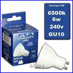 10x 6W GU10 LED Bulbs Spotlight Lamps Cool Day White Down lights 240V 6500k