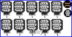 10x Led Work Spot Light Lamp White Amber Light 12-24v E-Marked 6500K Slim Design