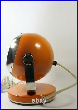 1960s Eyeball Lamp Orange Enamel Chrome Ukraine MCM Atomic Swivel Spotlight