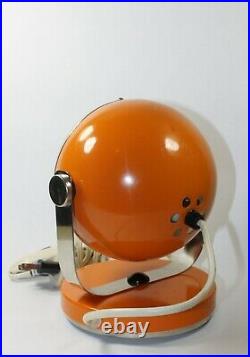 1960s Eyeball Lamp Orange Enamel Chrome Ukraine MCM Atomic Swivel Spotlight