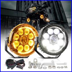 200W 60000LM LED Motorcycle Driving Fog Spot Light Auxiliary Lamp White+Amber