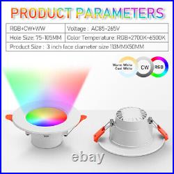 20X Tuya LED Downlight Bluetooth 10W Smart Ceiling Light Dimmable RGB Lamp APP