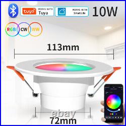 20X Tuya LED Downlight Bluetooth 10W Smart Ceiling Light Dimmable RGB Lamp APP