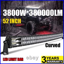 22 32 42 52'' Curved LED Work Light Bar Spot Flood Roof Driving Lamp OffRoad SUV