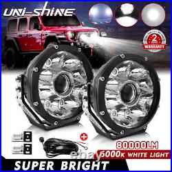 2PCS 5Inch Round LED Work Lights Spotlight Driving Lamp Offroad Truck ATV UTV