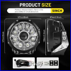 2PCS 5Inch Round LED Work Lights Spotlight Driving Lamp Offroad Truck ATV UTV
