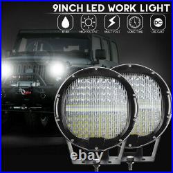 2PCS 9 Inch 640W Round LED Work Light Spotlight Offroad Driving Lamp Car Truck K