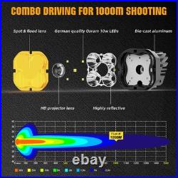 2PCS LED Spot Light Auxiliary Motorcycle Headlight Driving Fog Lamp Yellow+White