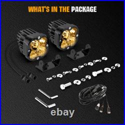 2PCS LED Spot Light Auxiliary Motorcycle Headlight Driving Fog Lamp Yellow+White