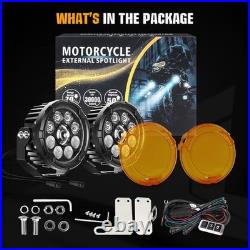 2PC LED Spot Light Auxiliary Fog Lamp Motorcycle Driving Amber White Strobe Pods