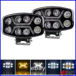 2X 12v 24v 10 Jumbo Oval LED Spot Lamp Dual White & Amber DRL Driving Light