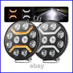 2X Fit Scania Volvo DAF MAN Truck 24V 9 Round Full Led Spot Fog DRL Light Lamp