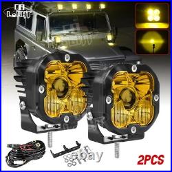 2×3 Laser LED Driving Work Light Amber Spot Flood Pods OffRoad Truck FOG Lamp