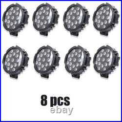 2/4/6/8PCS 7Round LED Work Light Bar 51W Spot Light Driving Lamp Offroad SUV4x4