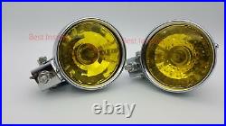 2 X Round Front Double Halogen Spot Lights For Bus Truck Van Suv 12v Yellow