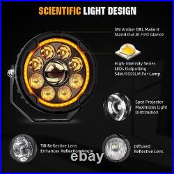 2x 200W LED Motorcycle Driving Fog Spot Light Auxiliary Lamp White+Amber withWire