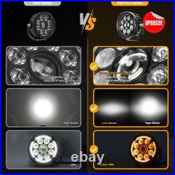 2x 200W LED Motorcycle Driving Fog Spot Light Auxiliary Lamp White+Amber withWire