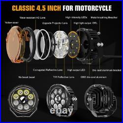 2x 200W LED Motorcycle Driving Fog Spot Light Auxiliary Lamp White+Amber withWire