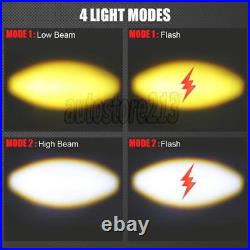 2x 3 LED Motorcycle Headlight Spot Lights Driving Fog Lamp White Yellow +Wiring