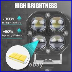 2x 3 LED Motorcycle Headlight Spot Lights Driving Fog Lamp White Yellow +Wiring