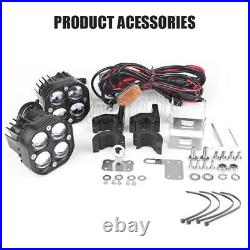 2x 3 LED Motorcycle Headlight Spot Lights Driving Fog Lamp White Yellow +Wiring