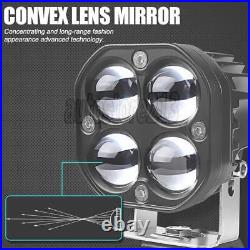 2x 3 LED Motorcycle Headlight Spot Lights Driving Fog Lamp White Yellow +Wiring