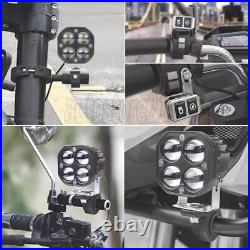 2x 3 LED Motorcycle Headlight Spot Lights Driving Fog Lamp White Yellow +Wiring