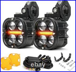 2x 3 LED Spot Light Auxiliary Motorcycle Headlights Driving High Low Fog Lamp