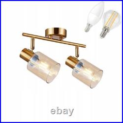 2x E14 40w Brass Amber Ceiling Spot Light Lamp