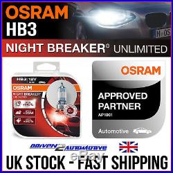 2x OSRAM HB3 NIGHT BREAKER UNLIMITED SUPER BRIGHT HEADLIGHT BULB UPGRADE +110%