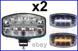 2x Rectangular Oval LED Driving Spot Lights Lamps White / Amber DRL light Jumbo