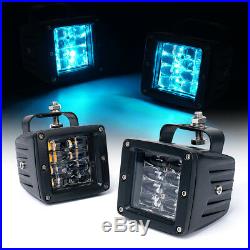 3 Philips LED Pod 24W Amber Cube Fog Spot Light Blue Aquatic Backlight Jeep UTV