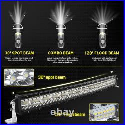42 Curved 3000W Led Light Bar 3-Rows Spot Flood Combo Offroad Driving Lamp Wire