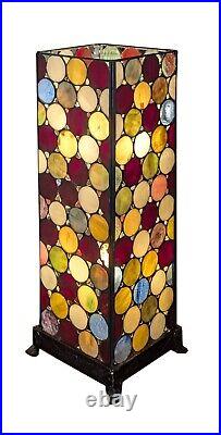 47cm Tiffany Style Square Table Lamp Spot Design Glass Shade + Light Bulbs