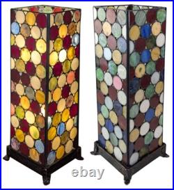 47cm Tiffany Style Square Table Lamp Spot Design Glass Shade + Light Bulbs