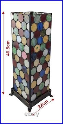 47cm Tiffany Style Square Table Lamp Spot Design Glass Shade + Light Bulbs