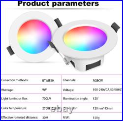 4PCS Smart Bluetooth RGB LED Downlight Ceiling Spotlight WIFI Alexa Control 9W