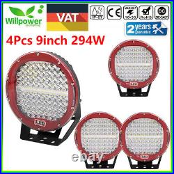 4Pcs 9inch 294W LED Round Work Light Spot Flood Driving Head Lamp offroad Jeep