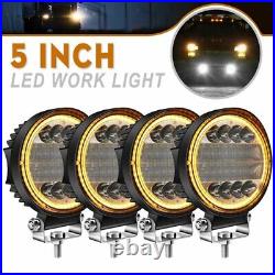 4X4X LED Work Light Pods Round Amber Spot Combo Light Amber Fog Lamp for Off R