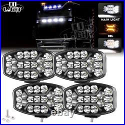 4X 12v 24v 10 Jumbo Oval LED Spot Lamp Dual White & Amber DRL Driving Light